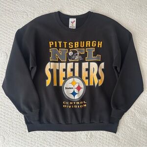 Vintage 90s Pittsburgh Steelers NFL Black Crewneck Sweatshirt Artex XL USA
